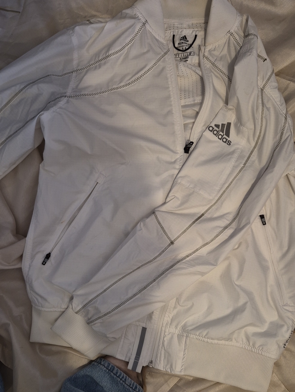 adidas White Bomber-Style Track Jacket